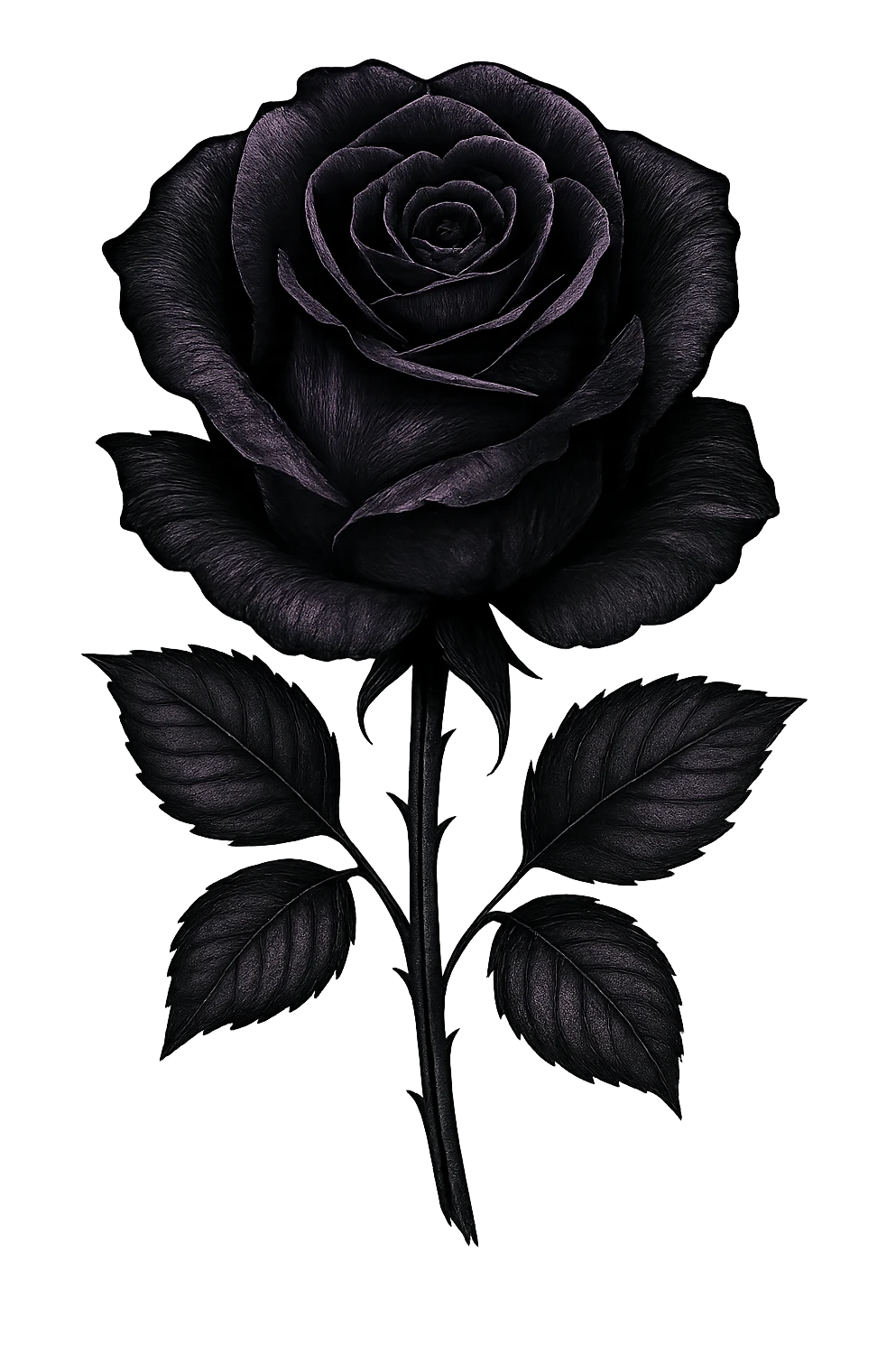 emo style black and purple black rose, no background emoji