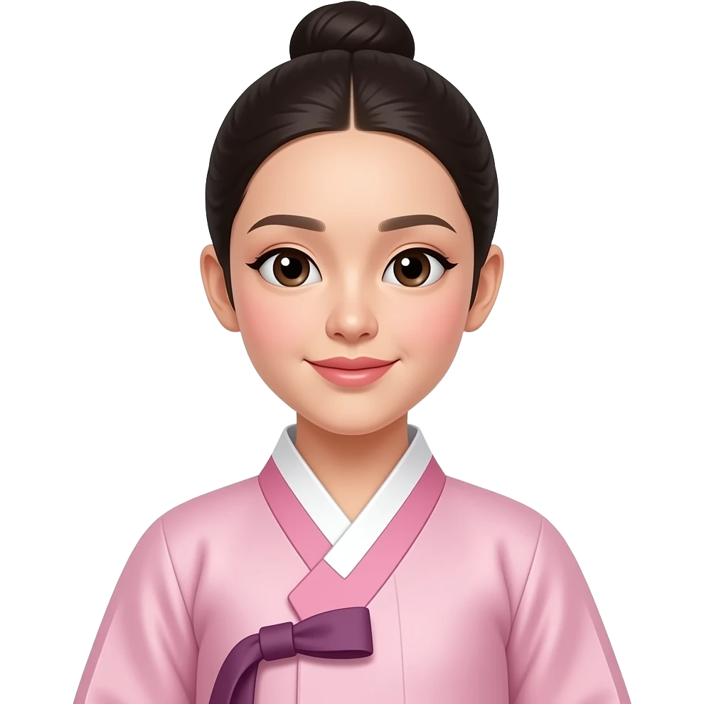 A white woman with light pink hanbok with a bun hairstyle emoji