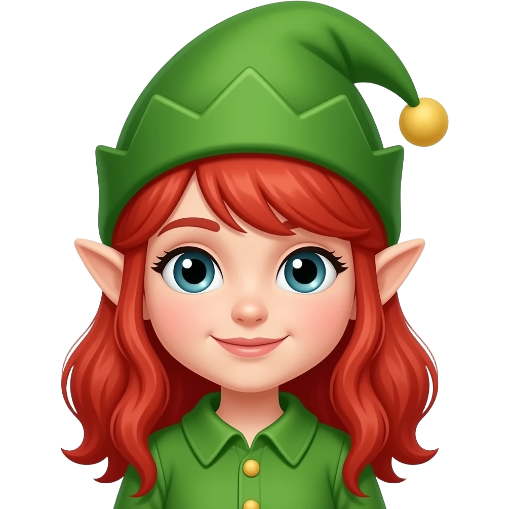 elf girl with elf hat, red hair emoji
