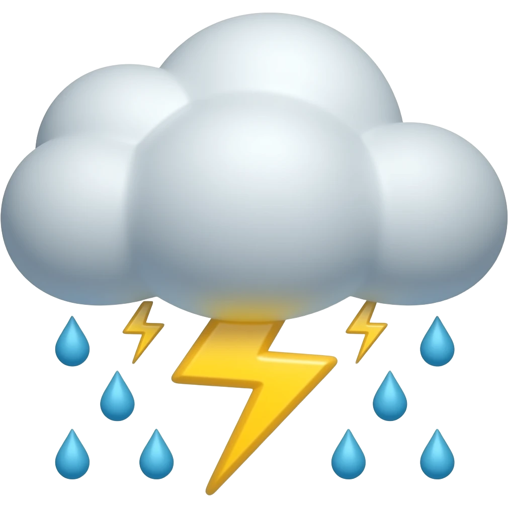 cloud with rain and lightning emoji