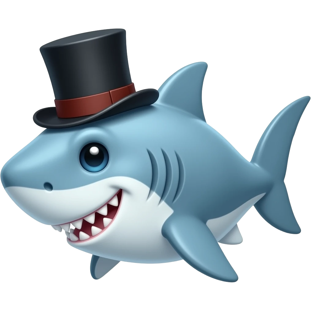 Shark with a top hat emoji