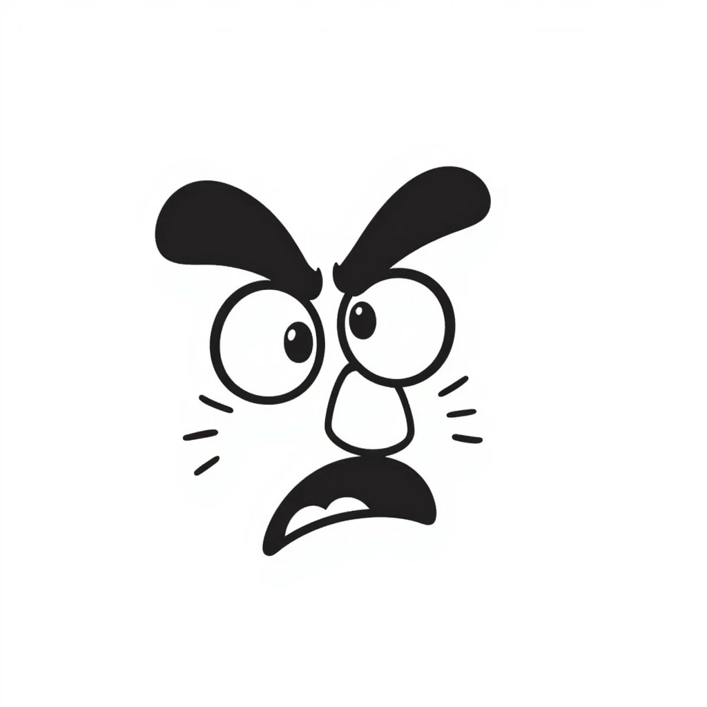 angry face, hand-drawn doodle style emoji