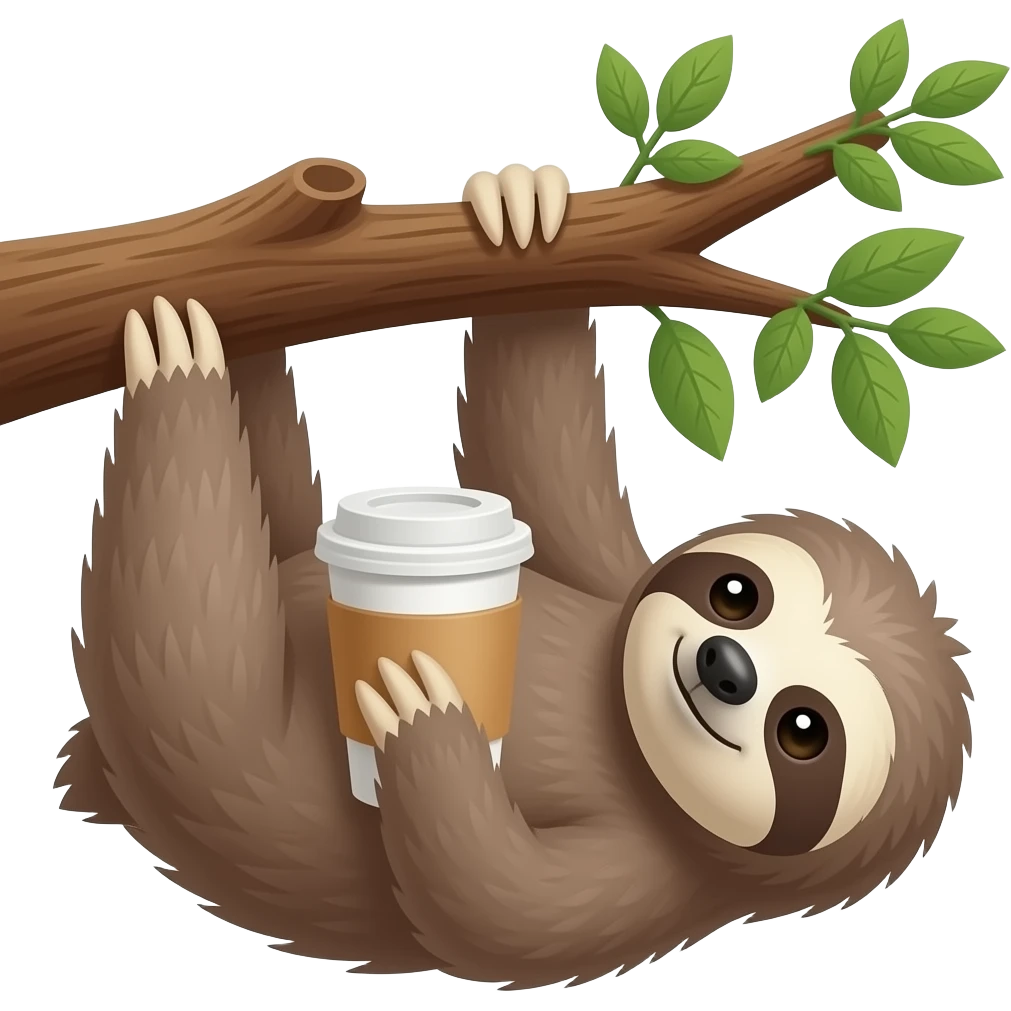 hanging sloth tree coffee emoji