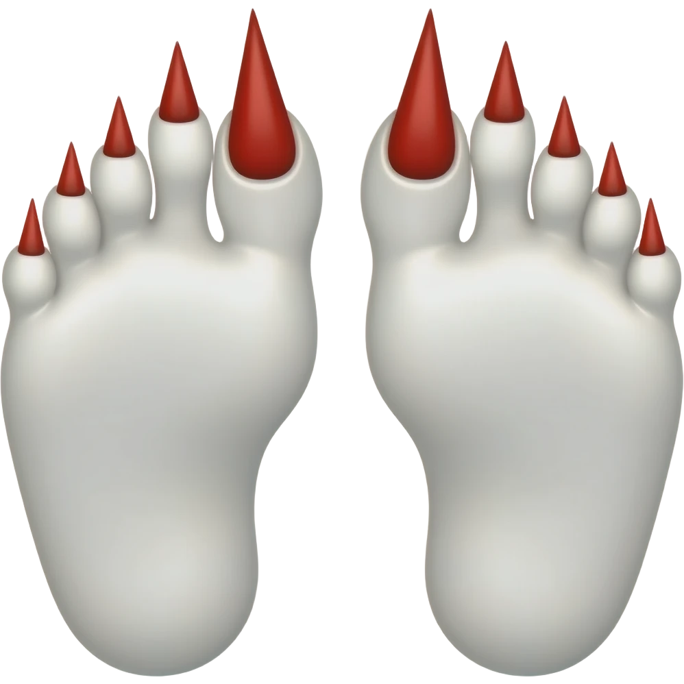 White feet with red long toenails emoji