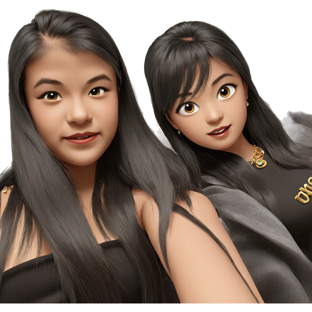 black haired girls with jewelry emoji