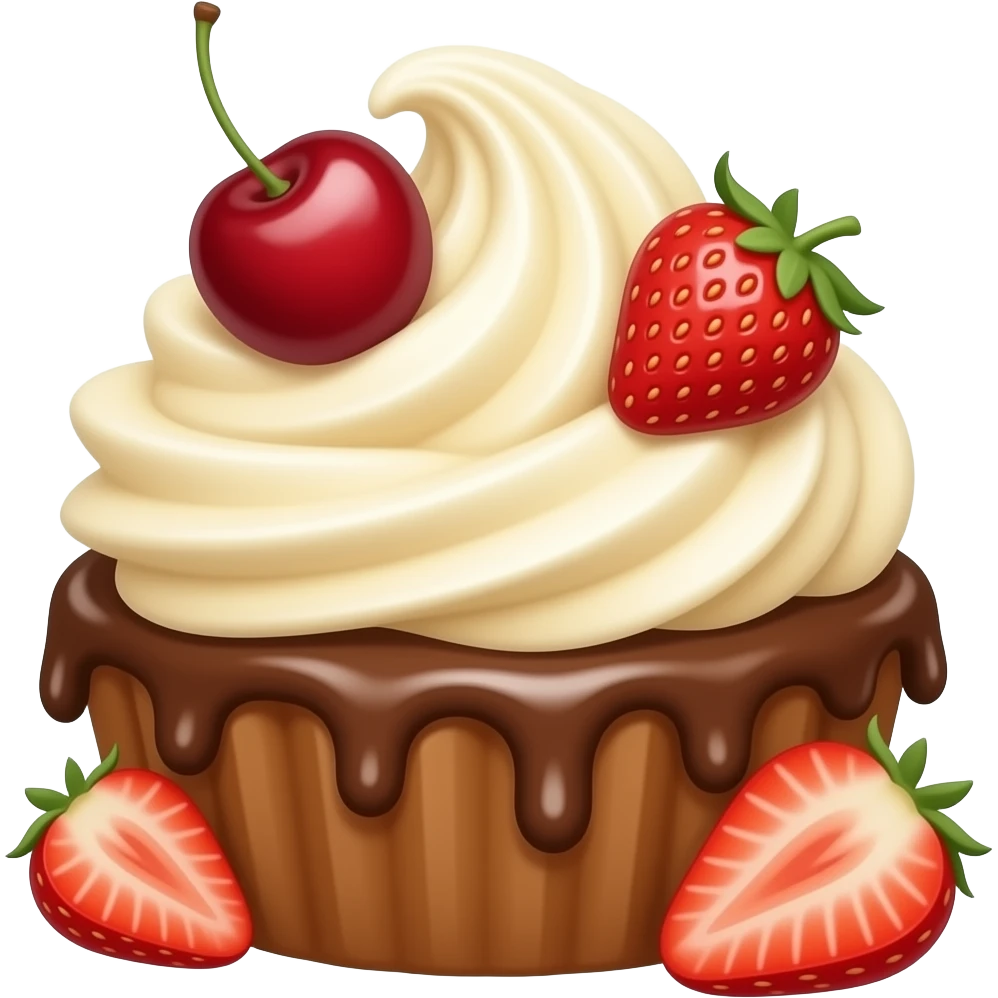 Chocolate, vanilla swirl with cherries and strawberries emoji