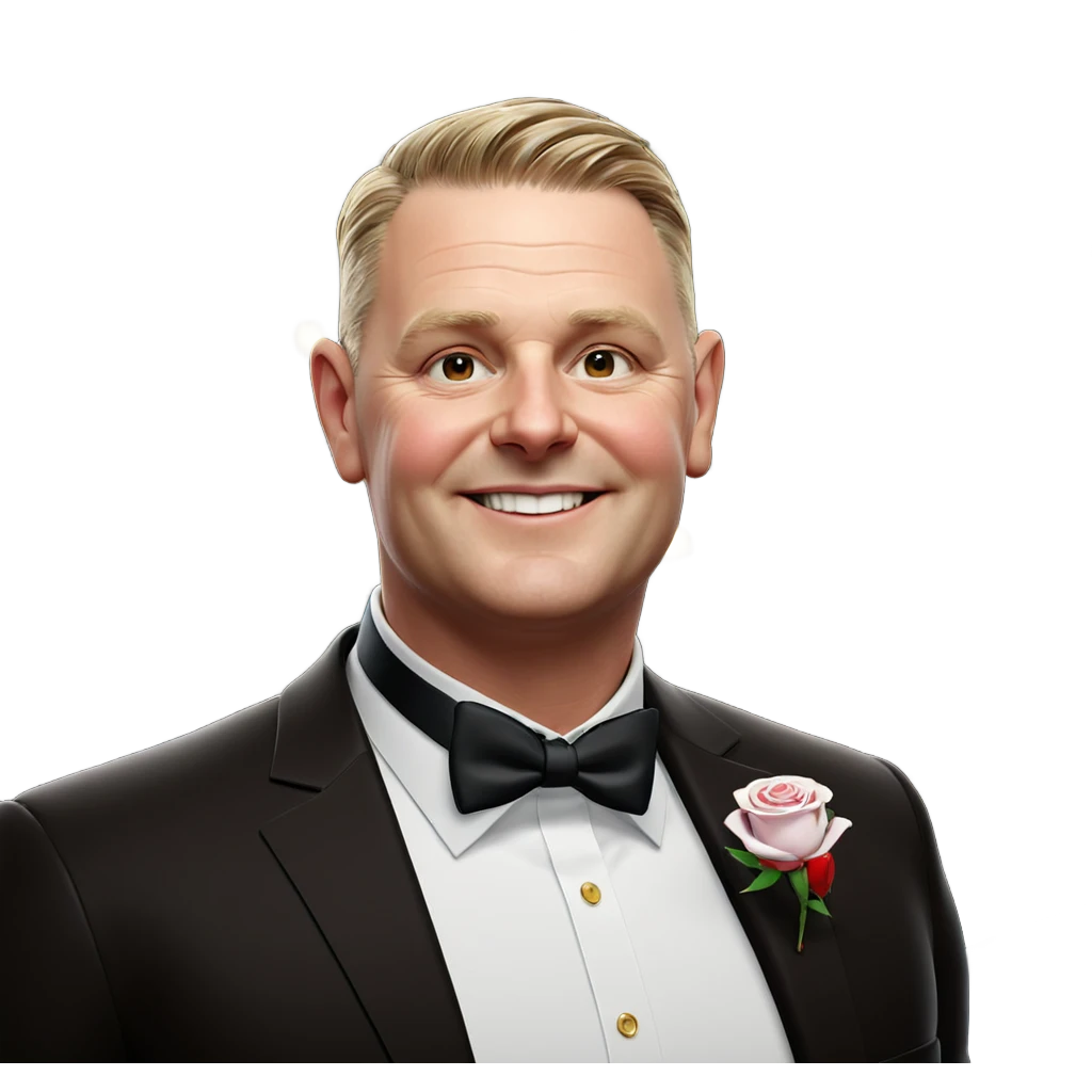dapper smile with rose emoji