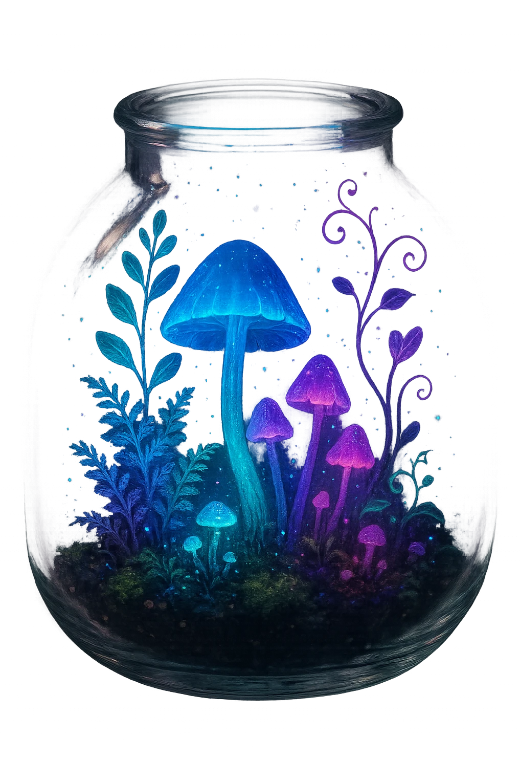 tiny enchanted terrarium with glowing plants emoji