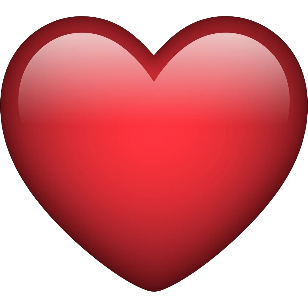 basic dark red heart icon with a slight angled shine emoji
