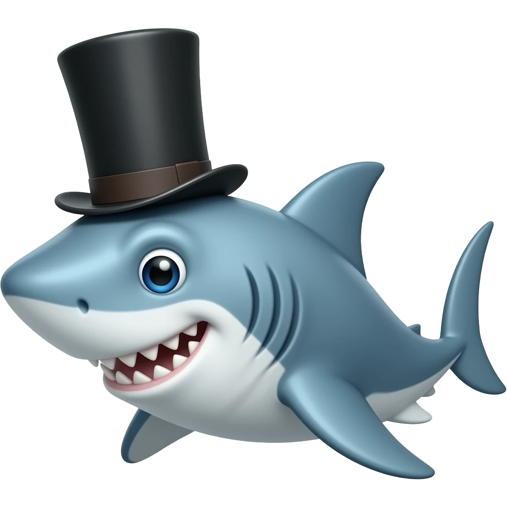 Shark with a top hat emoji