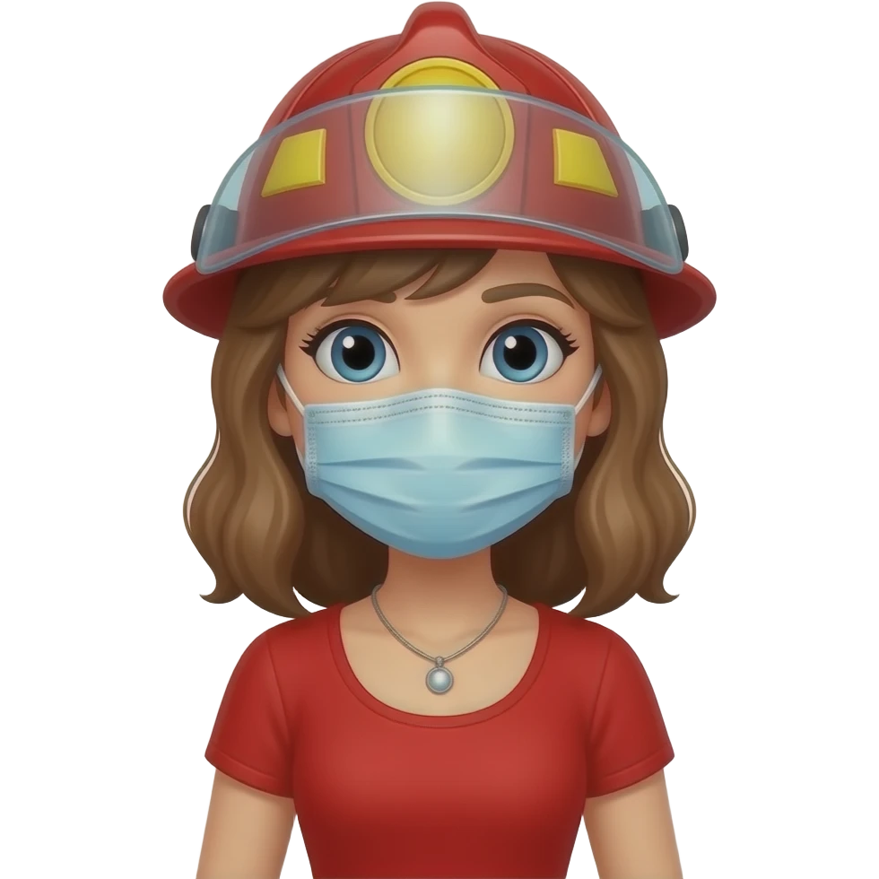 red Firefighter with mask red dress emoji