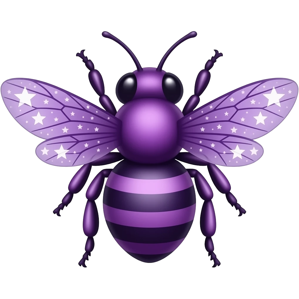 A magic bee with pretty stars and it’s purple emoji