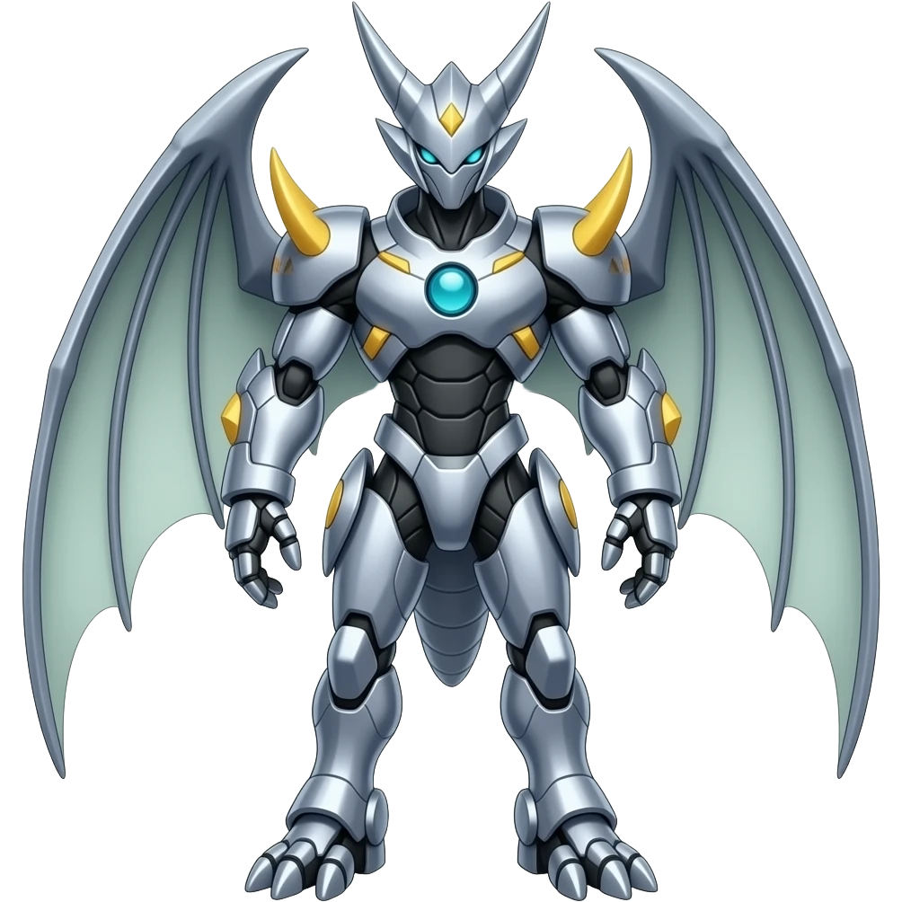 Cool Edgy Shiny Godly Ethereal Digimon-Genesect-Flygon-Dialga-Medabot-hybrid full body emoji