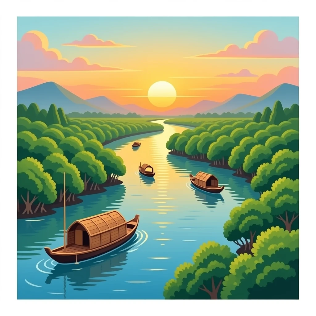 Scenery of Bangladesh East Part location with their nature. it should be icon style emoji