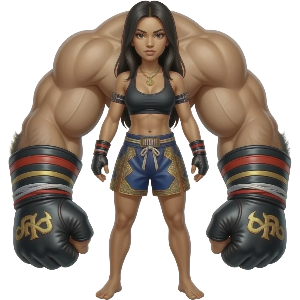 sexy female Muay Thai monster remove everything but the girl and change her hair to dark also make her naked More monster, more Full body naked emoji
