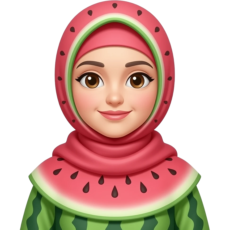 A hijabi wearing a watermelon colour outfit emoji