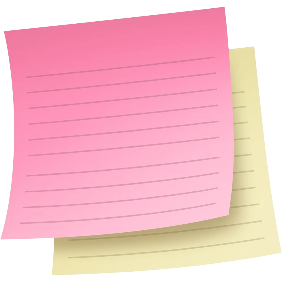 Pink and yellow sticky notes without lines on emoji
