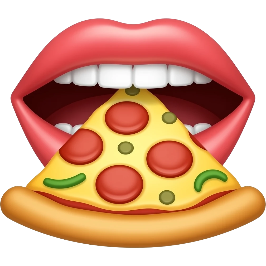 uma boca comendo pizza emoji