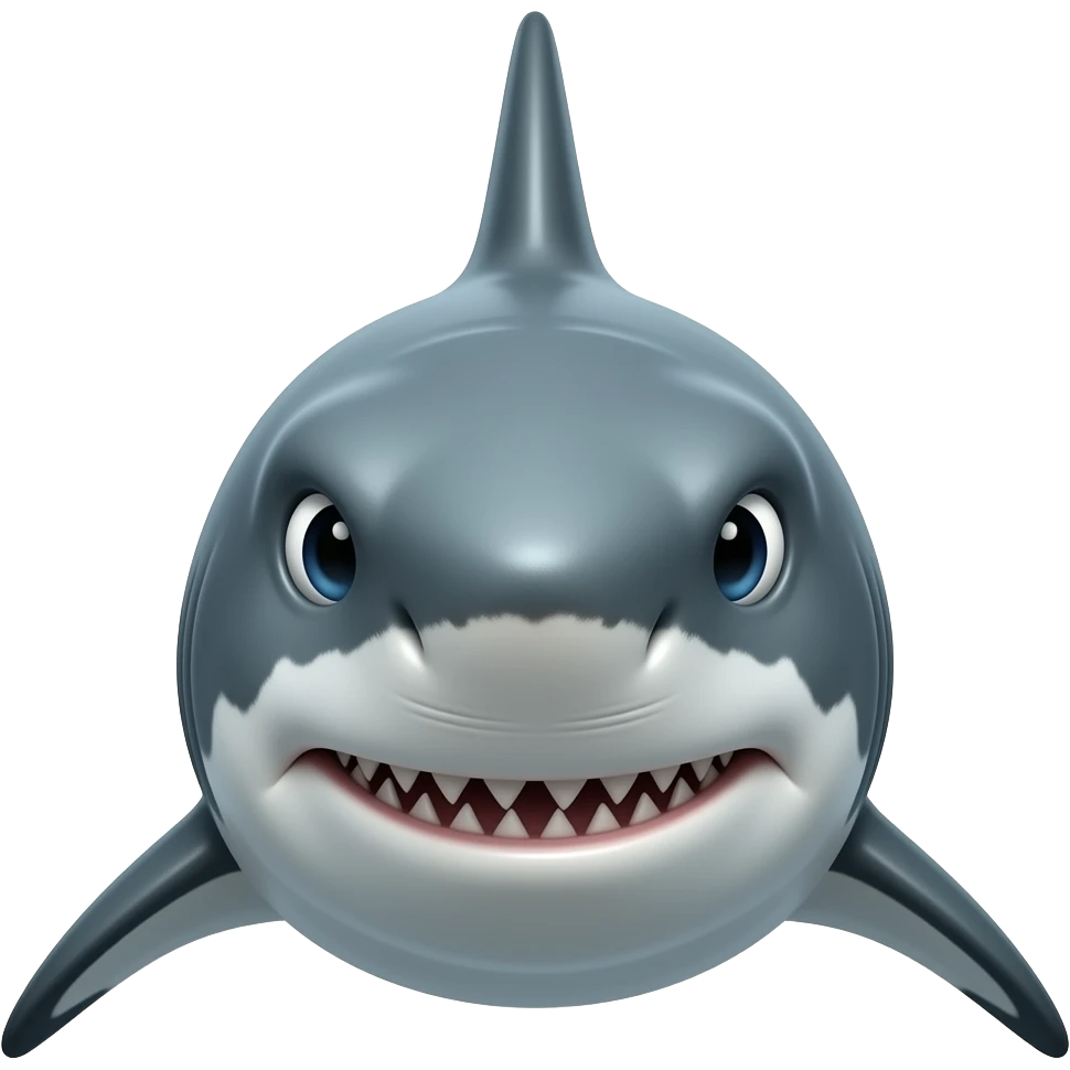 Tubarao agressivo,de frente ,n tao animado emoji