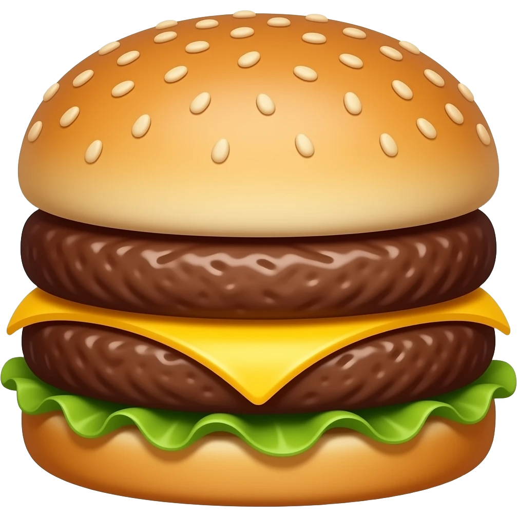 double beef burger patty with yellow cheese  in the middle emoji