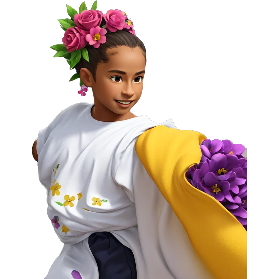 male portrait with flower ornament emoji