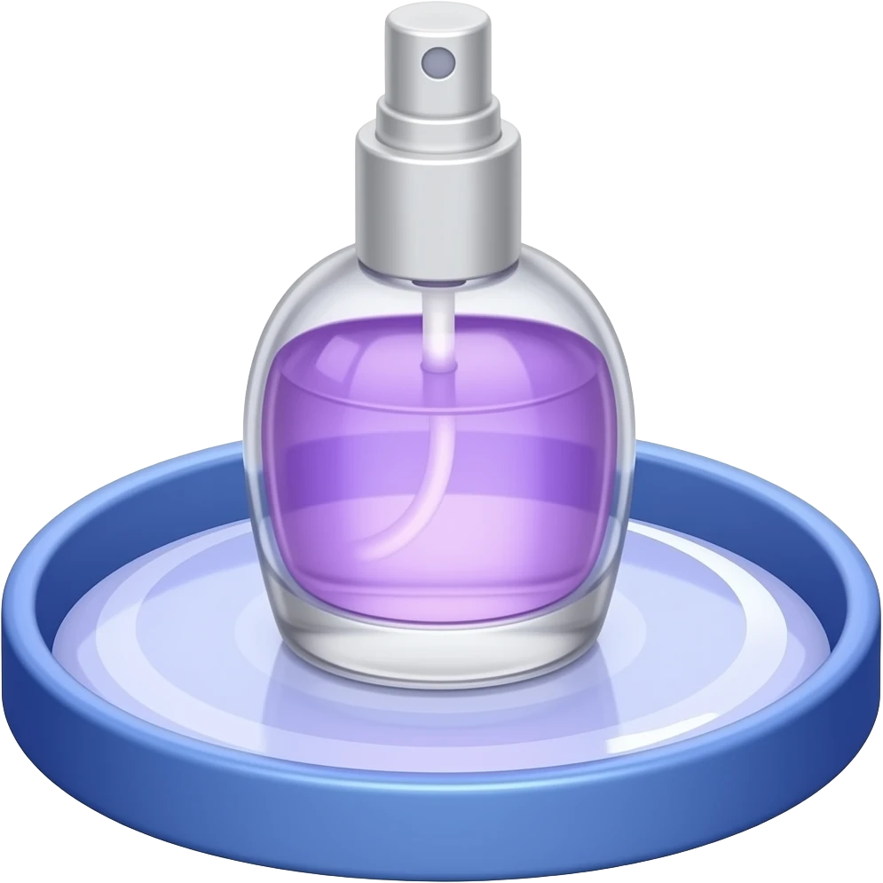 purple blue perfume tray “in use” inspired by Barbie colour palette emoji
