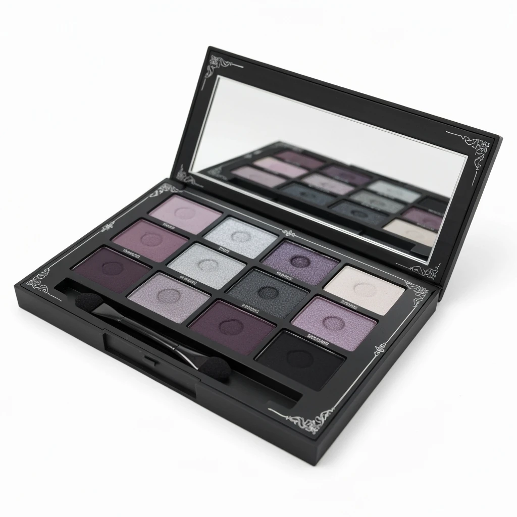 goth eyeshadow palette, cute, expressive, minimal emoji