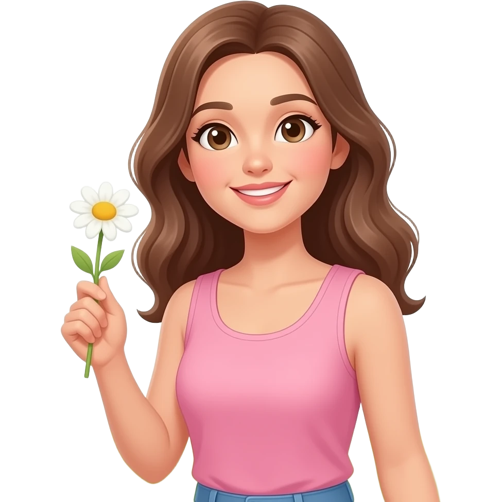 Woman with flower and pink top emoji