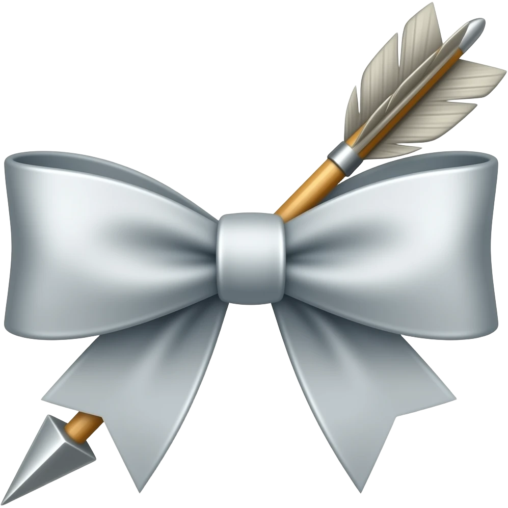 silver bow and arrow, sharp, feathers emoji