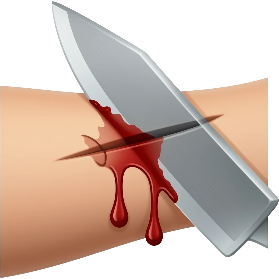 razor blade cutting a forearm and bleeding emoji