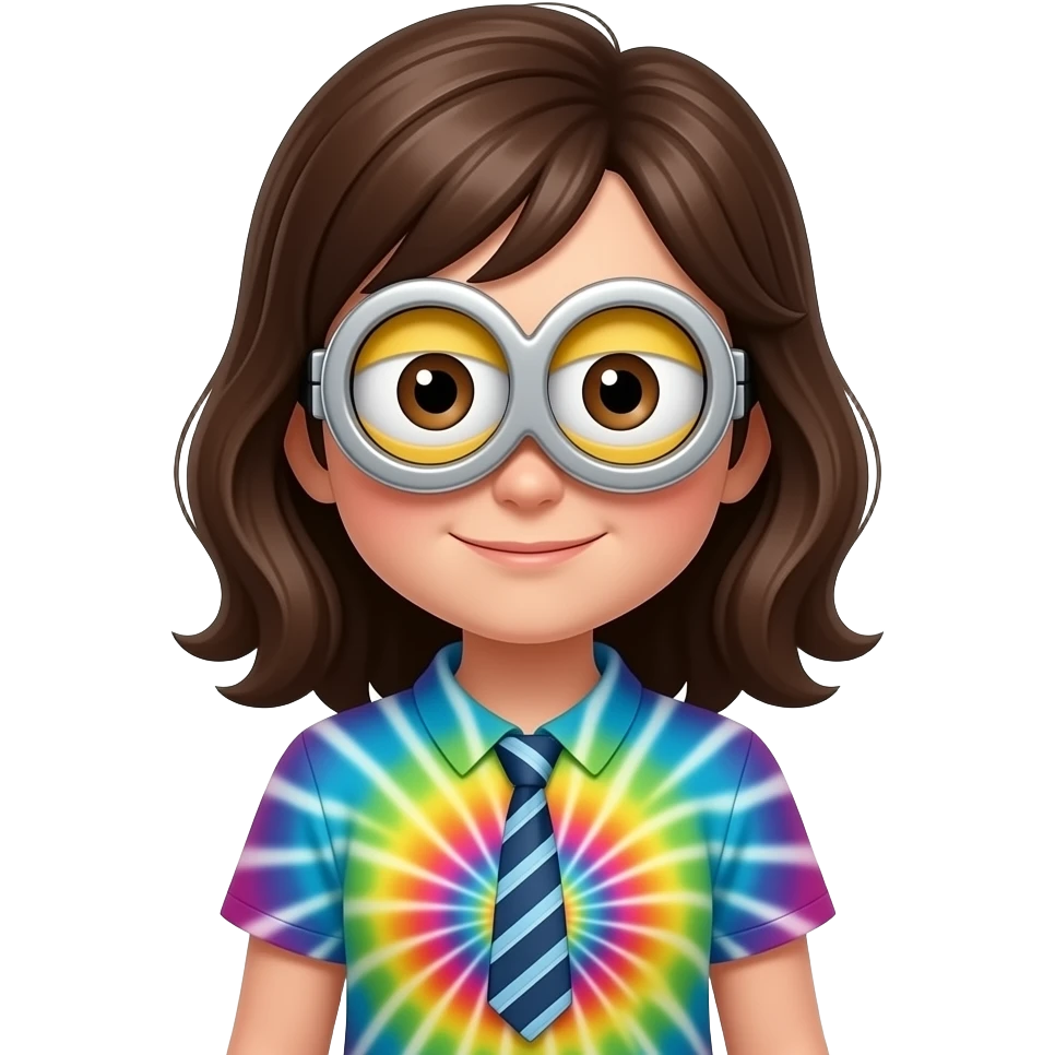 girl minion with a tie-dyed tee shirt emoji