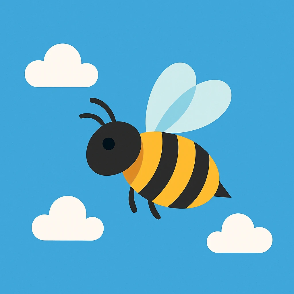 Flat design style bee in the sky emoji