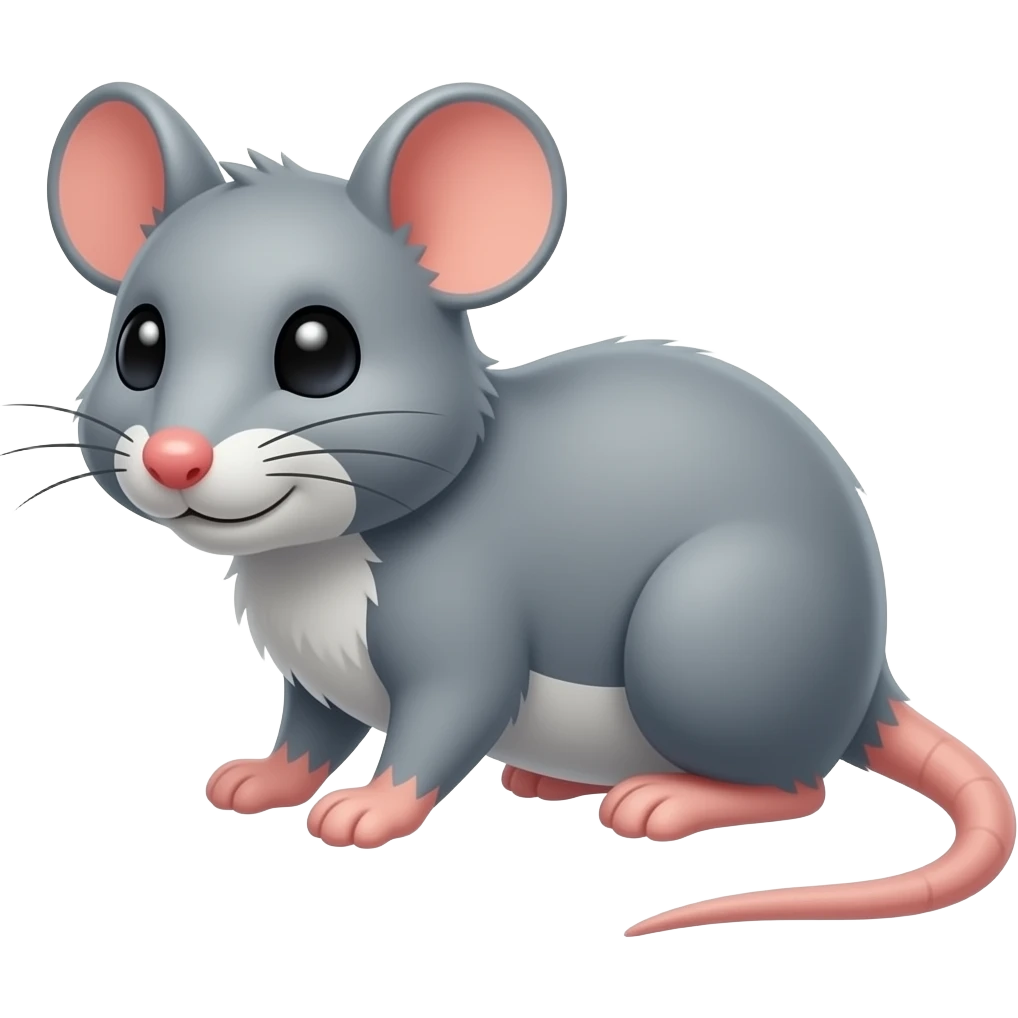 Cartoon grey rat on fours emoji