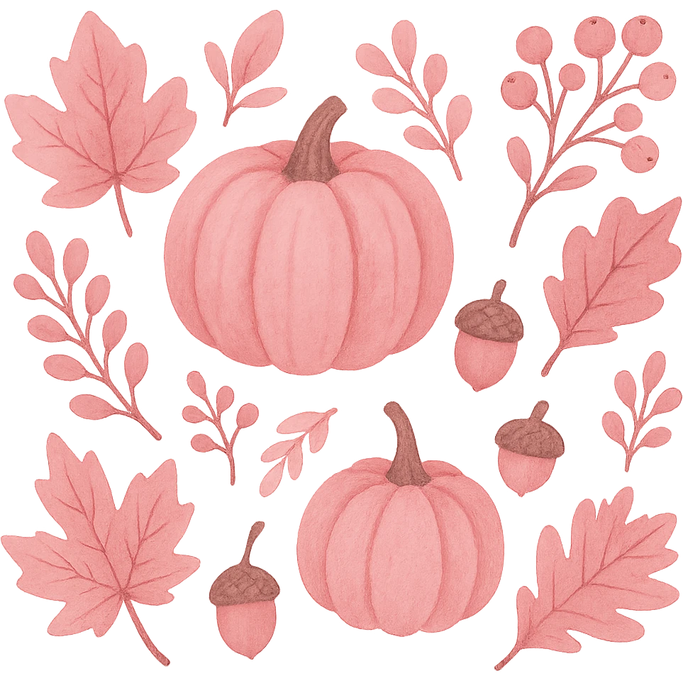 pink autumn theme, cozy and warm autumn elements with pink hues, no background emoji