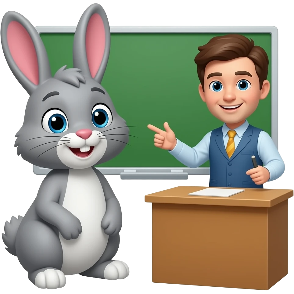 13. grey Bunny listens to the teacher in class. 🐰 emoji