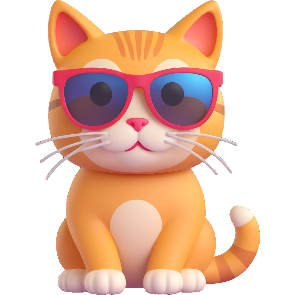cat wearing sunglasses, playful emoji