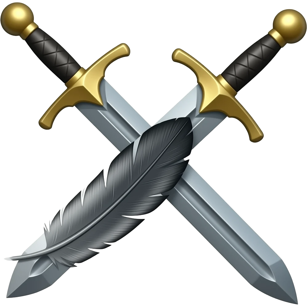 Black feather with a sword emoji