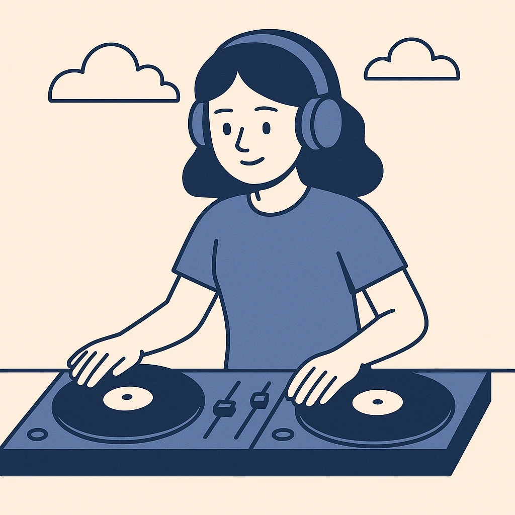 girl playing DJ set emoji