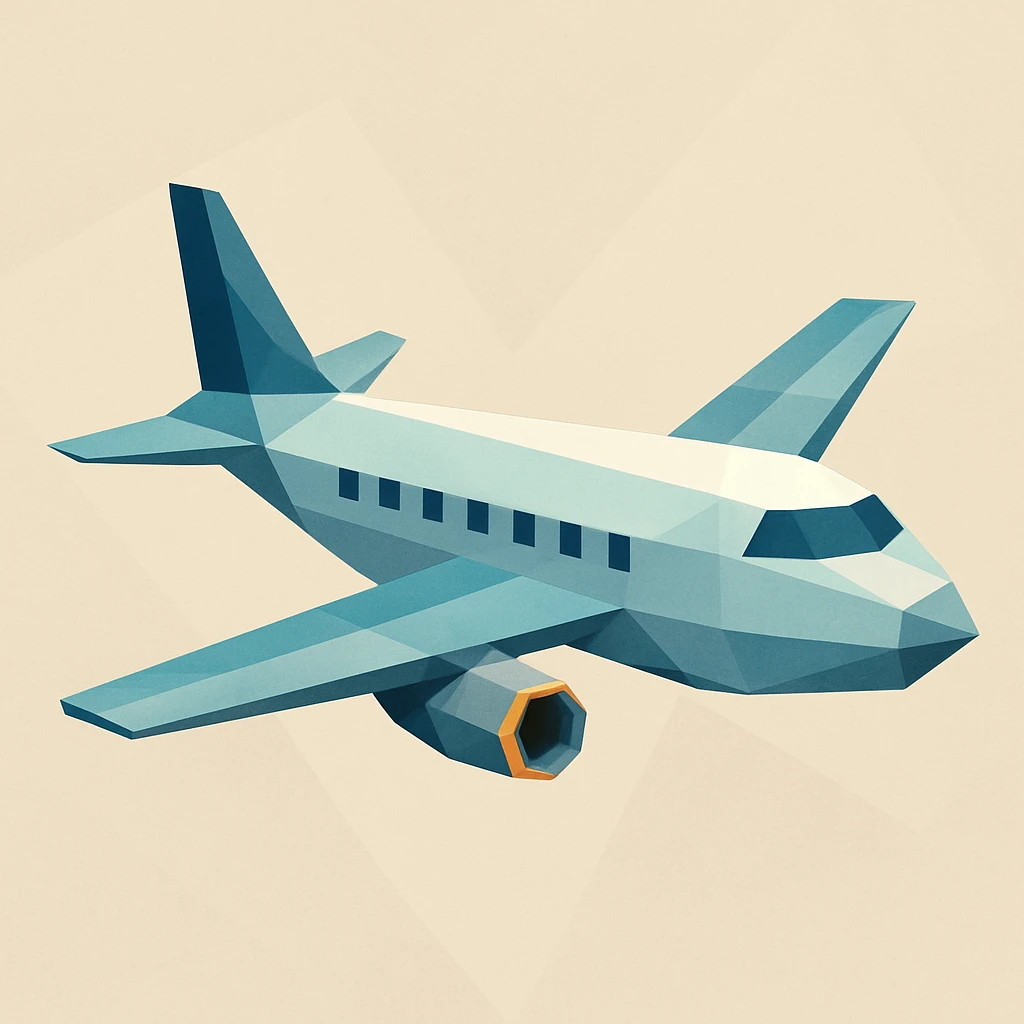 aeroplane, low-poly polygonal style emoji