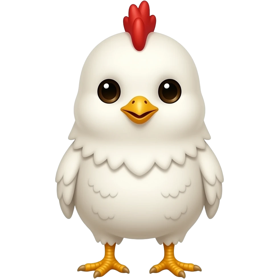 cute white chicken baby with yellow foot and red hairs front view emoji