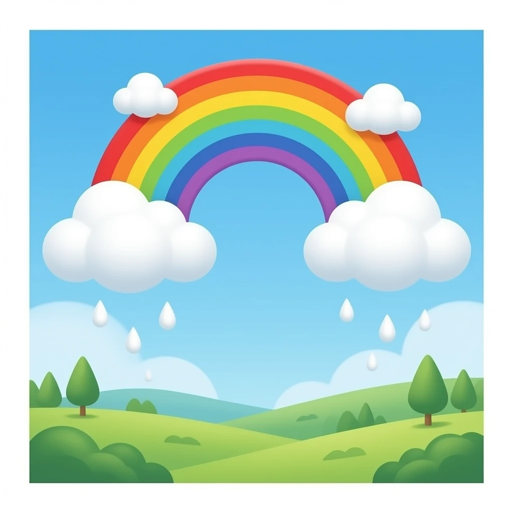 arcoires de colores paste en forma de caida con nuves emoji