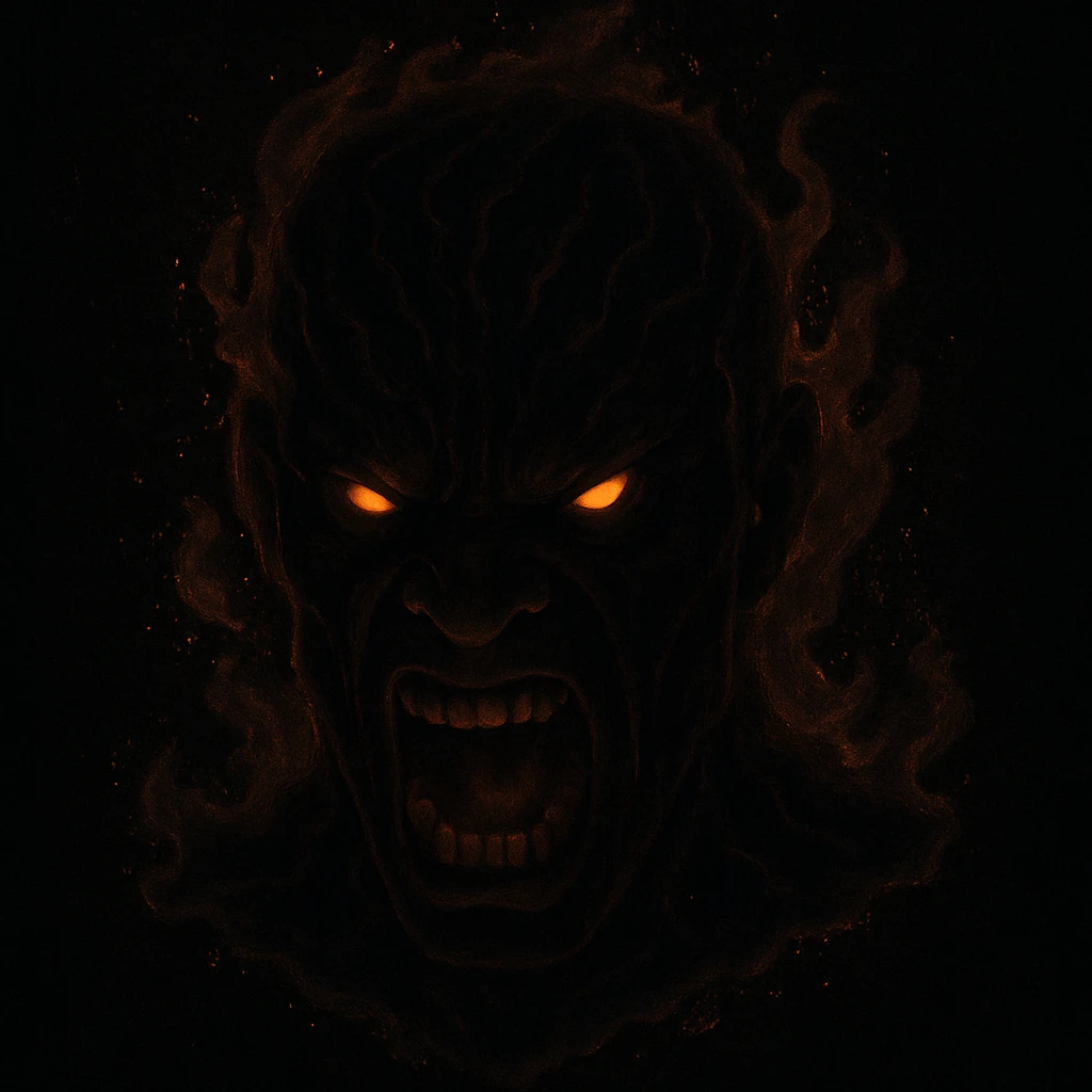 Make the red, angry, plasma-like humanoid monster darker, keeping the glowing effect emoji
