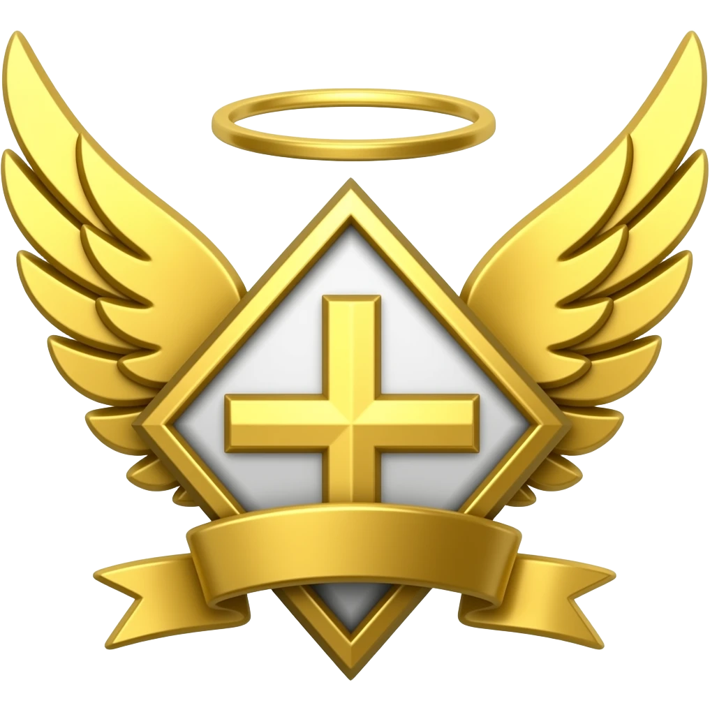 saint emblem with diamond wings emoji