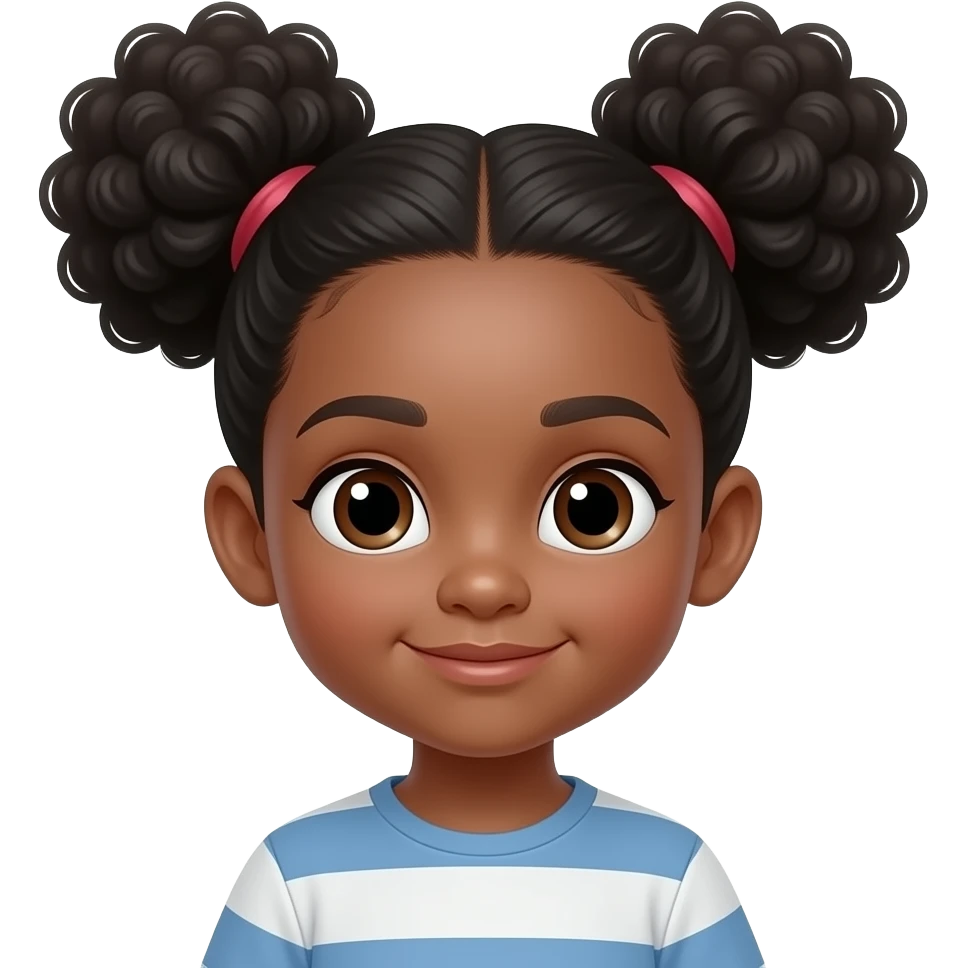 6 years kid with two afro hairs puffs emoji