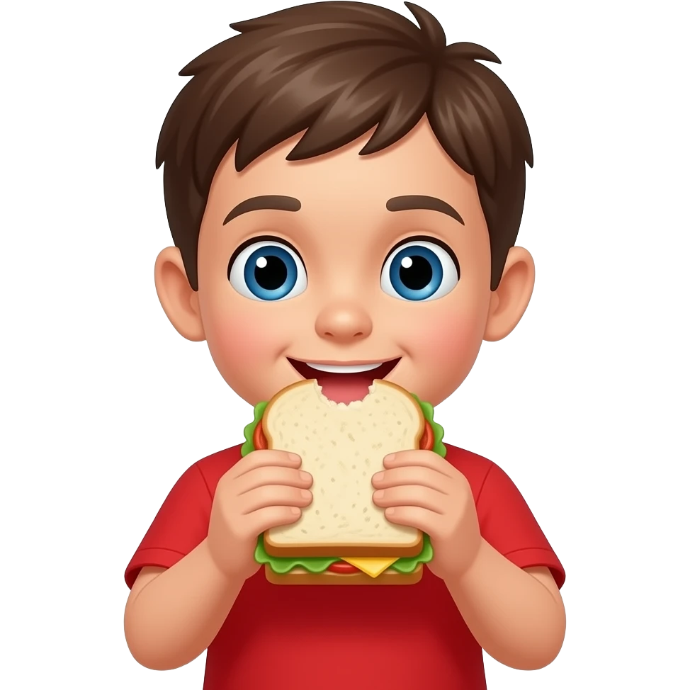 red clothes kid eating sandwich emoji