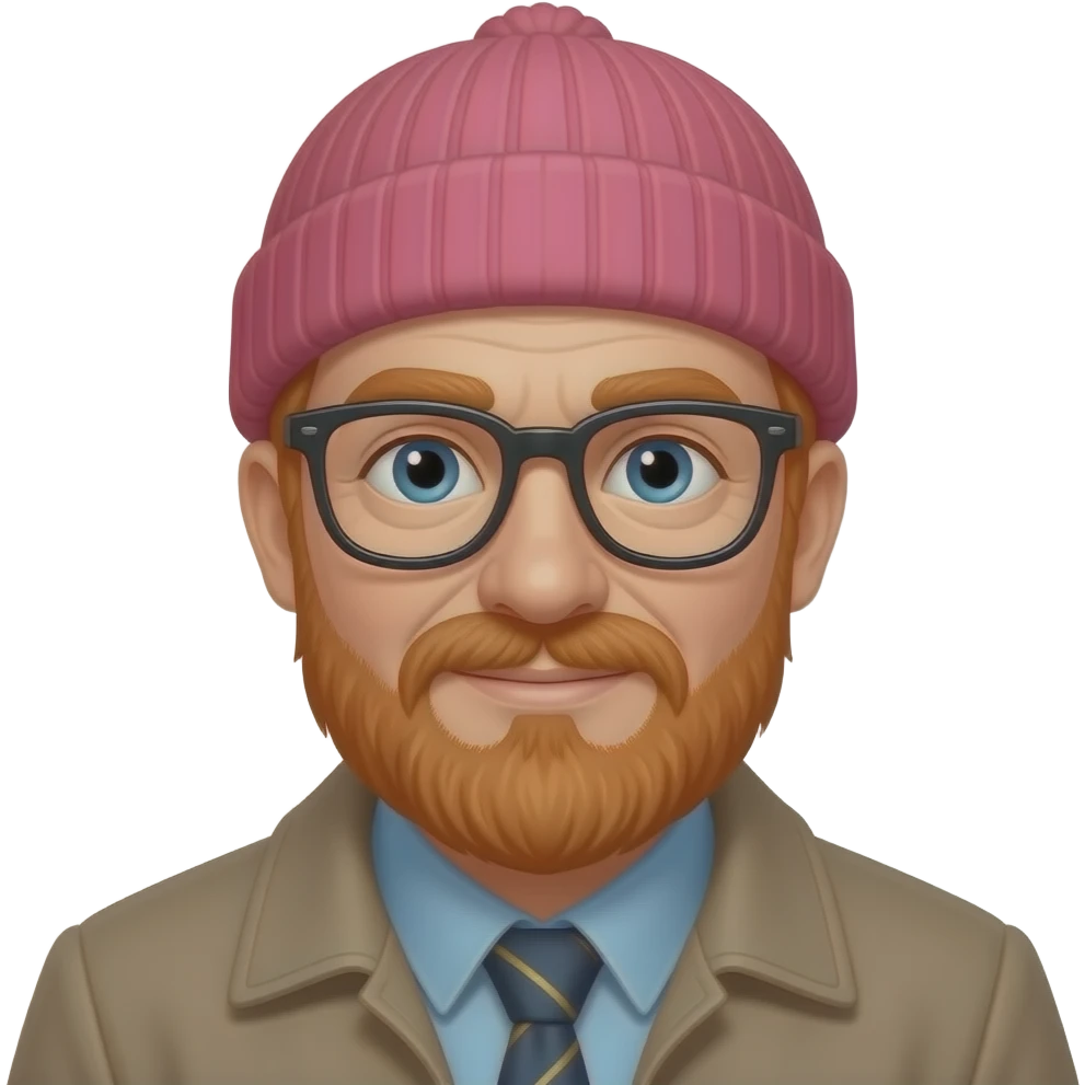 grandpa with red hair and pink beanie emoji