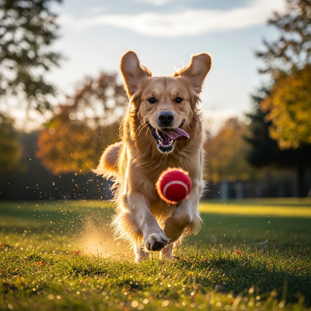 happy dog running after ball emoji