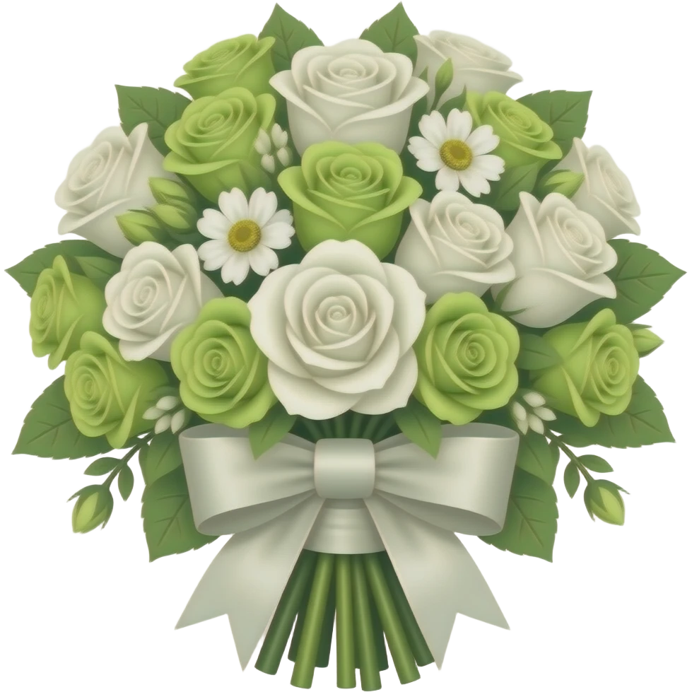 Green and white wedding flowers emoji