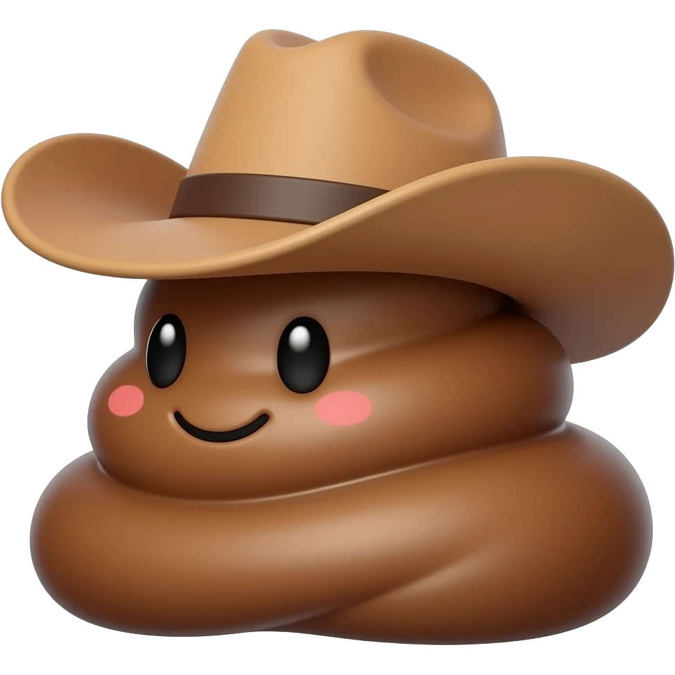 Cute 💩 with cowboy hat  on Sideways emoji