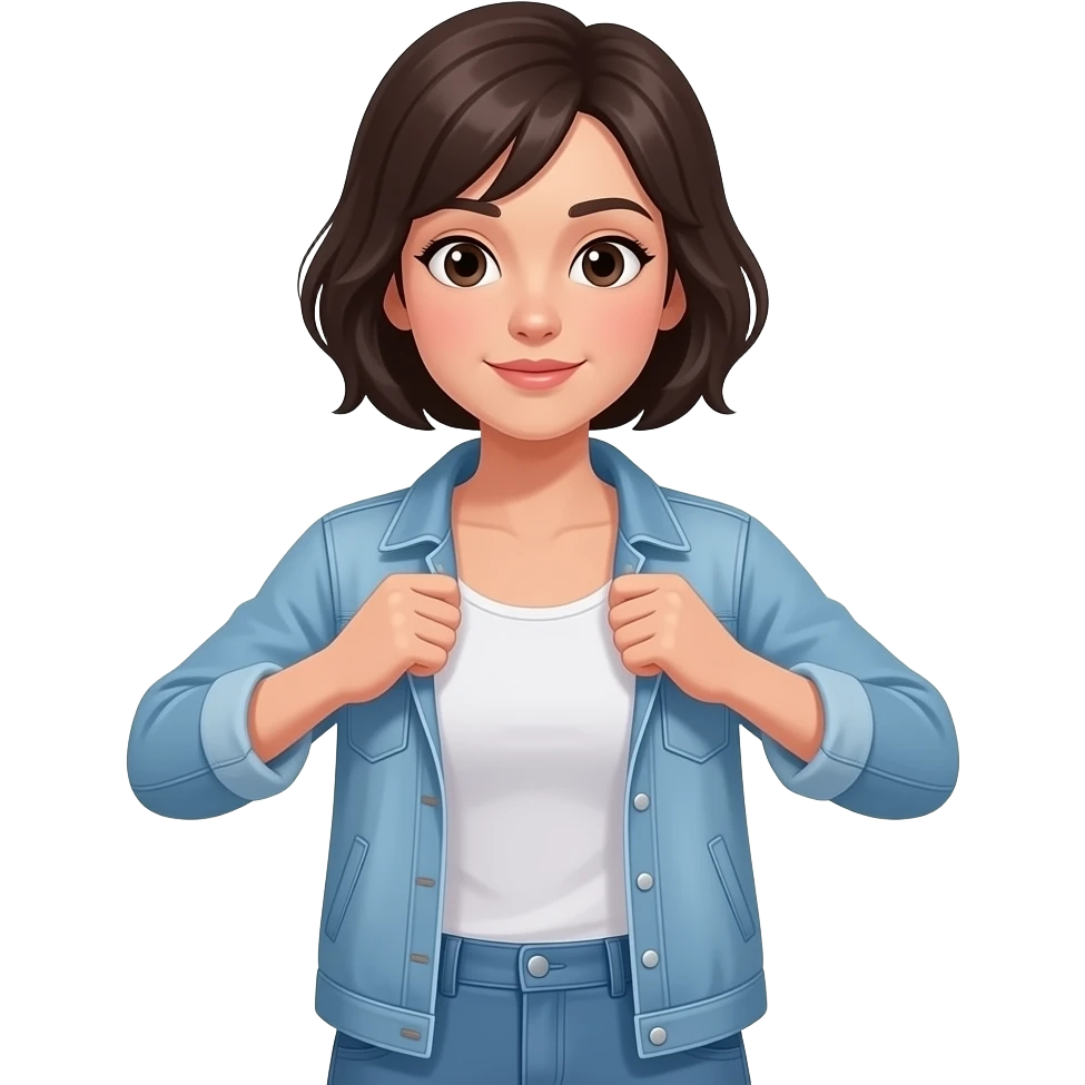 girl getting ready in the morning and puts on her jacket emoji